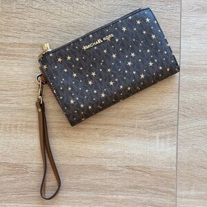 Michael Kors Starry Black and Gold Wristlet